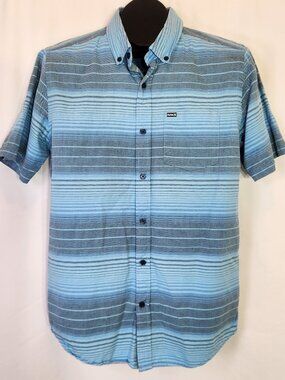 Hurley Blue Striped Short Sleeve Button Up Shirt – Size S